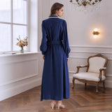 Navy Stripe Trim Belted Shirt Dress