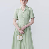 Collar Breasted Waist Cinching Dress