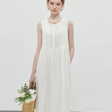 White Round Neck Dress