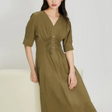 V-Neck Slimming A-Line Dress