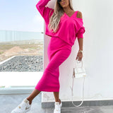 Off-Shoulder Knit Skirt Set
