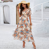 Floral Print Empire Waist Midi Dress