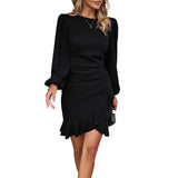 Ruffled Hem Puff Sleeve Dress