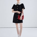 Heart Shaped Button Short Sleeved Dress