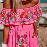 Embroidered Floral Off-shoulder Maxi Dress