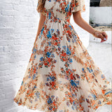 Floral Print Empire Waist Midi Dress
