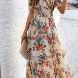 Floral Print Empire Waist Midi Dress