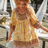 Bohemian Blossom V-Neck Dress