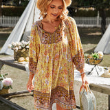 Bohemian Blossom V-Neck Dress