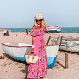 Embroidered Floral Off-shoulder Maxi Dress