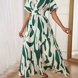 Printed waist cinching dress