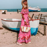Embroidered Floral Off-shoulder Maxi Dress