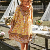 Bohemian Blossom V-Neck Dress
