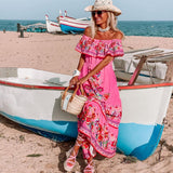 Embroidered Floral Off-shoulder Maxi Dress