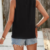 Pleated Mock Neck Sleeveless Top