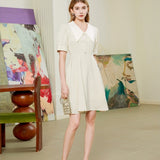 Tailored high waisted mid length dress