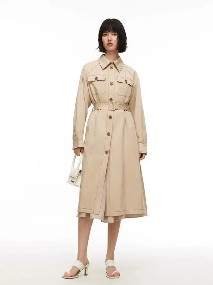 Loose Collar Split Trench Coat - BOOGOO