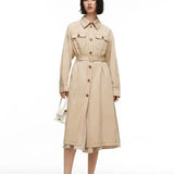Loose Collar Split Trench Coat - BOOGOO