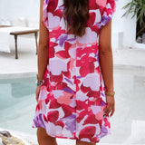 Floral Ruffle Sleeve A-Line Dress