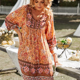 Bohemian Blossom V-Neck Dress