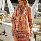 Bohemian Blossom V-Neck Dress