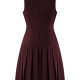 Pleated Waist Sleeveless Mini Dress