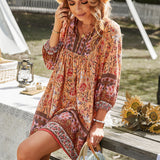 Bohemian Blossom V-Neck Dress