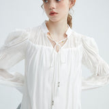 V-Neck Lace Up Long Sleeved Dress