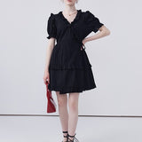 V-Neck Lace Up Dress