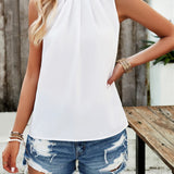 Pleated Mock Neck Sleeveless Top