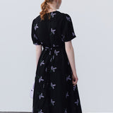 V-Neck Bubble Sleeve Dress