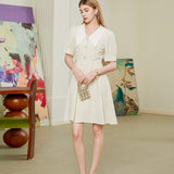Tailored high waisted mid length dress