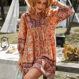 Bohemian Blossom V-Neck Dress