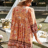Bohemian Blossom V-Neck Dress