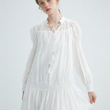V-Neck Lace Up Long Sleeved Dress