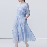 Round neck short sleeved dress