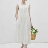 White Round Neck Dress