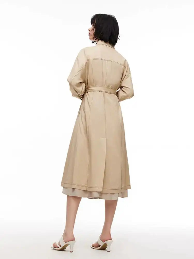 Loose Collar Split Trench Coat - BOOGOO