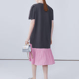 Splicing Straight Tube Long Skirt