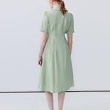 Collar Breasted Waist Cinching Dress