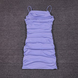 Strappy Cowl Neck Ruched Bodycon Dress