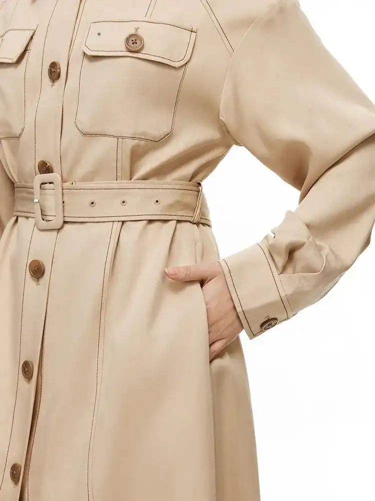 Loose Collar Split Trench Coat - BOOGOO