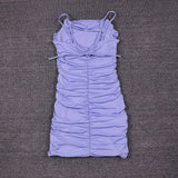 Strappy Cowl Neck Ruched Bodycon Dress