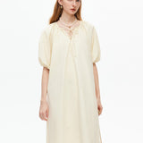 Lace Up Bubble Sleeve Dress