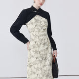 Black Cardigan Set With Camisole Dress