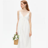 White V-neck Spaghetti Strap Dress