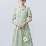 Collar Breasted Waist Cinching Dress