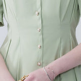 Collar Breasted Waist Cinching Dress