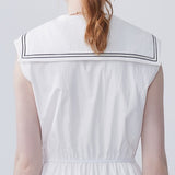 White Navy Collar A-Line Dress