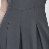 Collar Striped High Waisted Dress